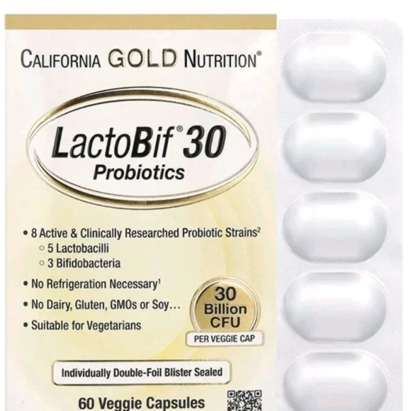 California Gold Nutrition Probiotiques LactoBif, 30 Milliards d'UFC, Probiotics, 60 Capsules