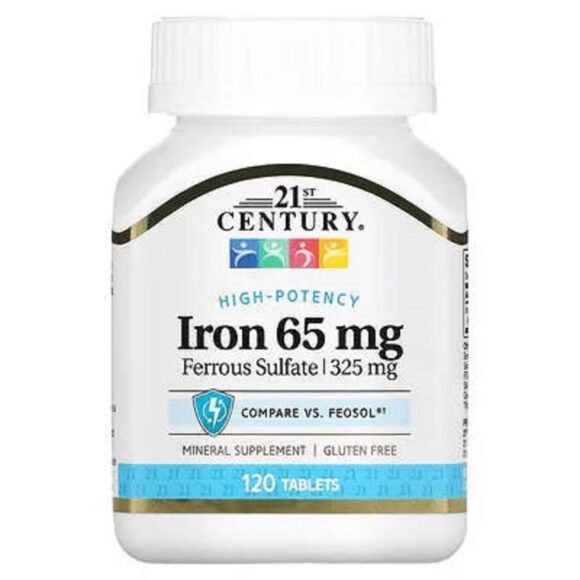 21st Century, Fer, 65 mg, 120 comprimés prix maroc
