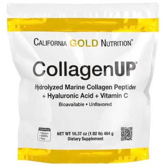 California Gold Nutrition, CollagenUP®, Peptides de collagène marin hydrolysé à l'acide hyaluronique et à la vitamine C, Non aromatisés, 464 g PRIX MAROC
