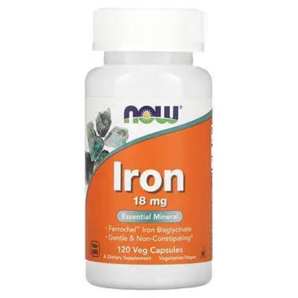 NOW Foods, Fer, 18 mg, 120 gélules végétales PRIX MAROC