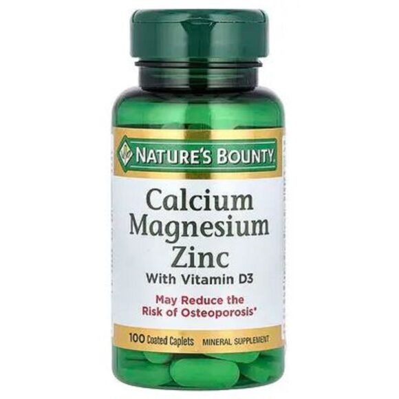 Nature's Bounty, Calcium-Magnésium-Zinc avec vitamine D3, 100 comprimés-capsules enrobés PRIX MAROC