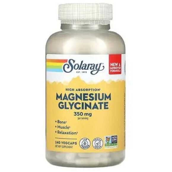 Solaray, Glycinate de Magnésium à Absorption Supérieure, 350 mg, 240 Capsules Végétales